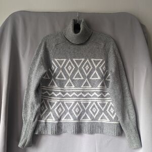 Wool, cashmere, geometric, cropped turtleneck